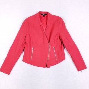 Massimo Red Asymmetrical Front Zip Moto Jacket Women's Size 16 Glam 80s Chic